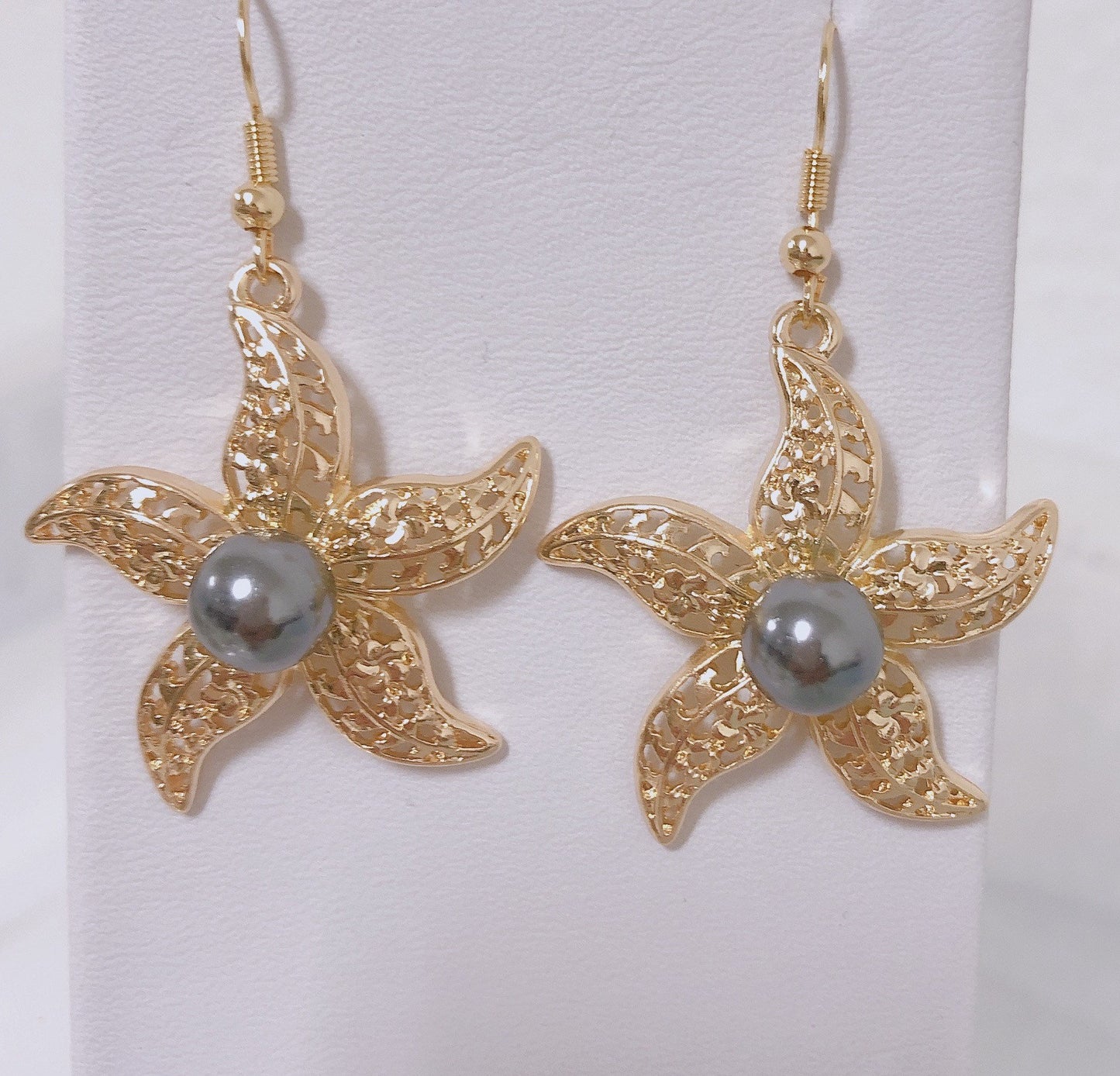Starfish Earrings: Hamilton Gold Earring with Shell Pearls