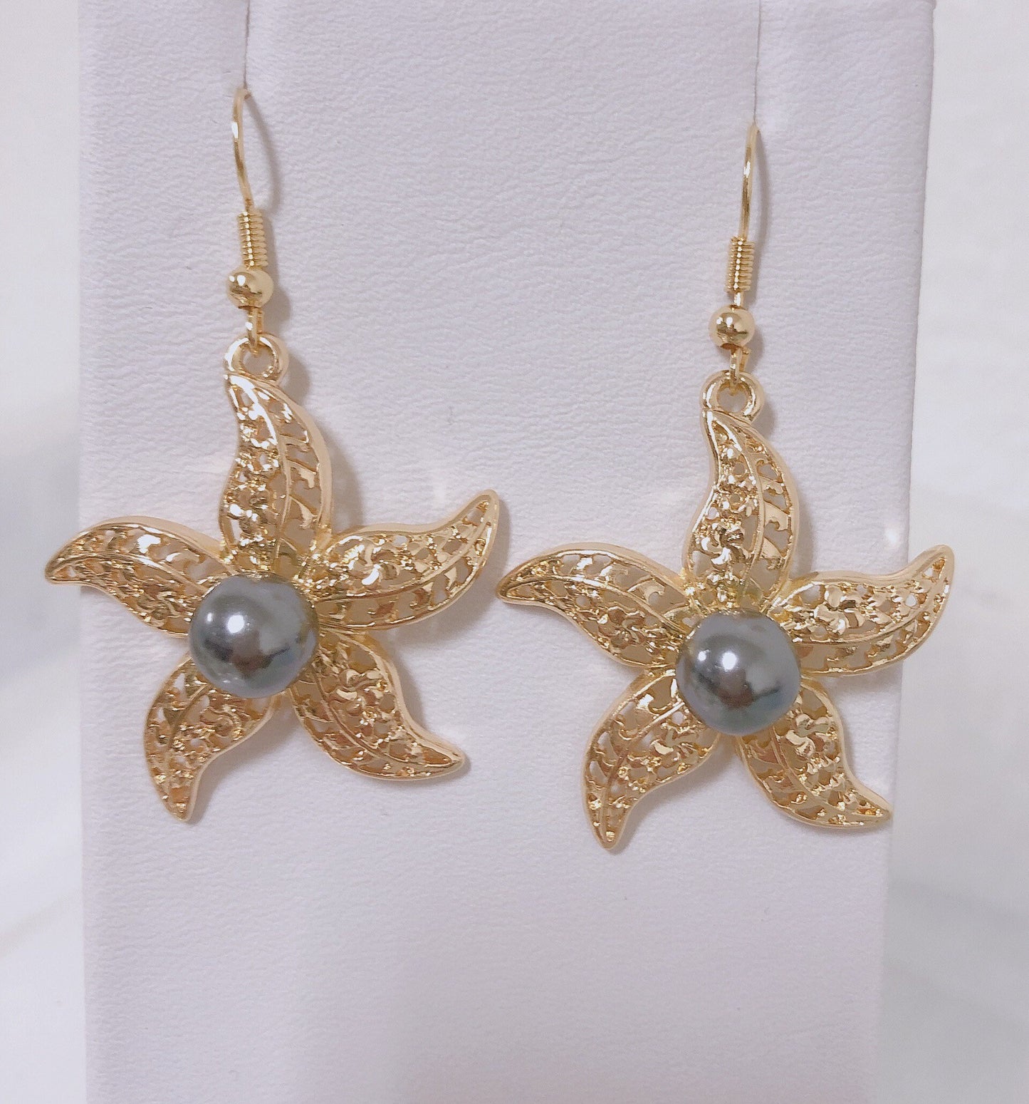 Starfish Earrings: Hamilton Gold Earring with Shell Pearls