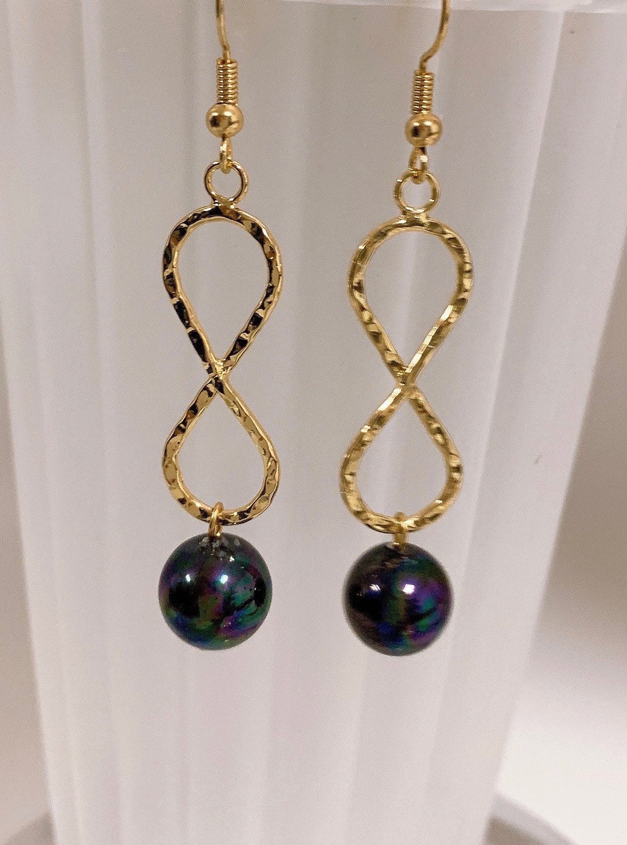 Infinity: Hamilton Gold Earring with new Peacock Shell Pearls