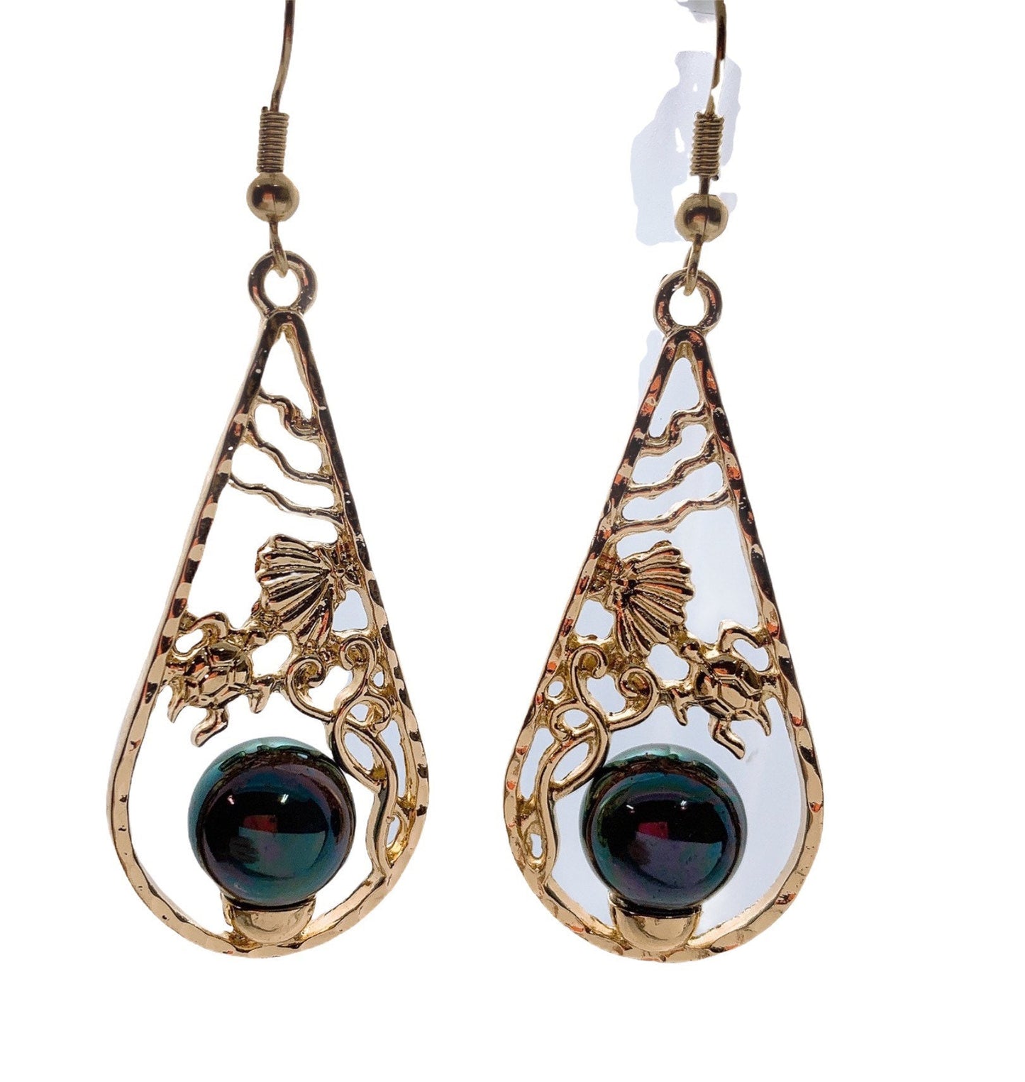 Tribal : Hamilton Gold Earring with new Rainbow Shell Pearls
