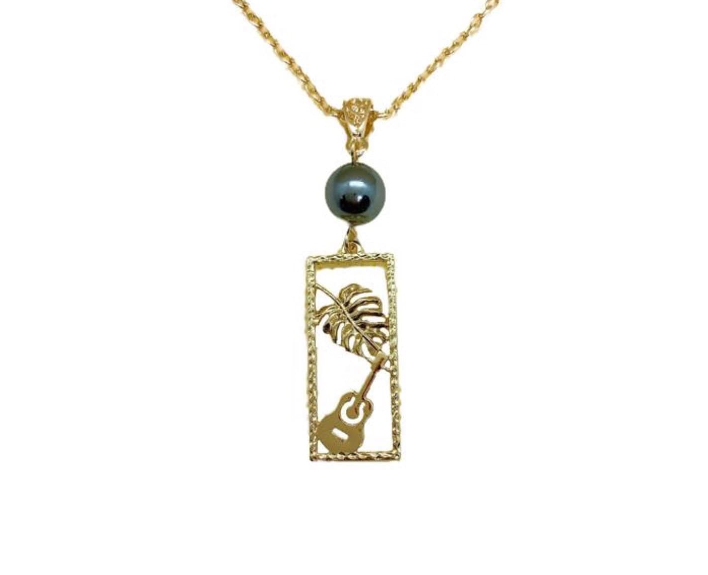 Monstera and Hawaiian Ukulele: Hamilton Gold Earring with Shell Pearls