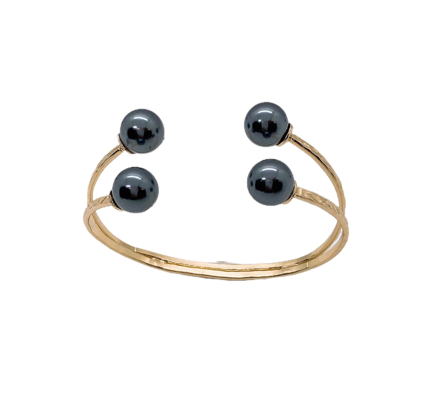 Shell Pearl Wire Bracelet and Ring Hamilton Gold Jewelry Set