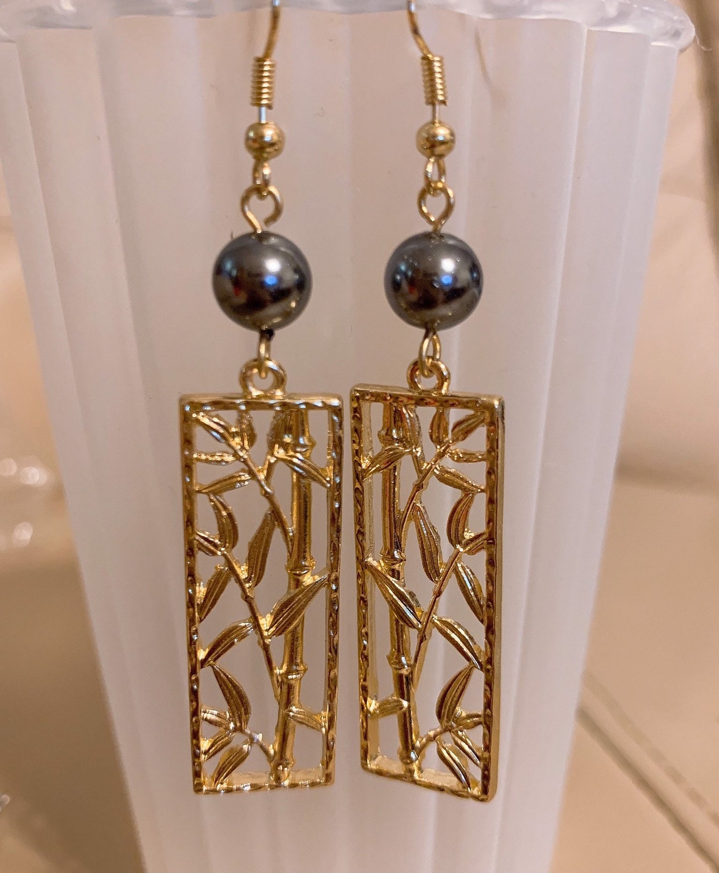 Small Bamboo: Hamilton Gold Earring with  Shell Pearls