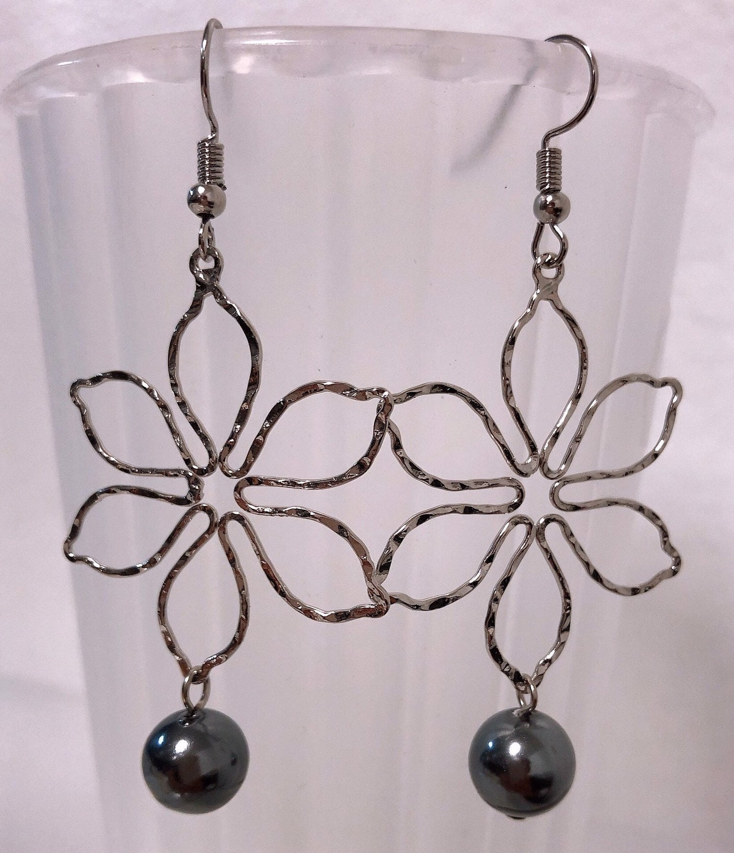 Flower Wire: Hamilton Silver Earring with  Shell Pearls