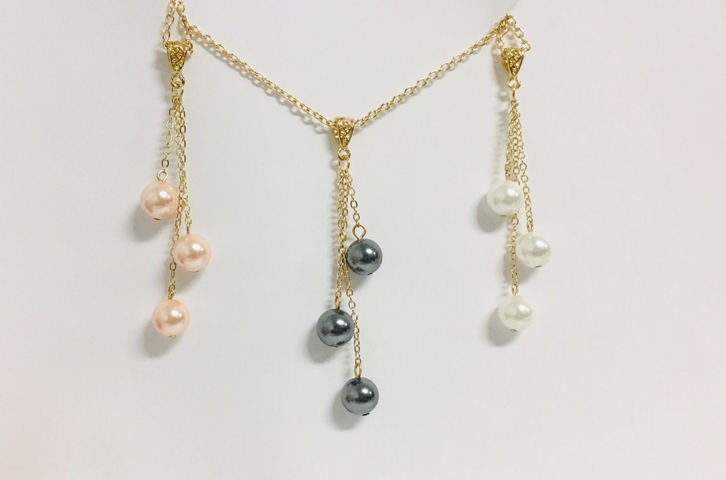 Triple Drop: Hamilton Gold Necklace with Shell Pearls