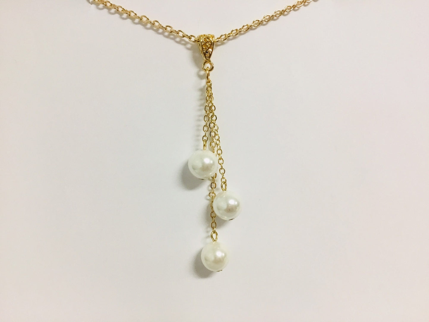 Triple Drop: Hamilton Gold Necklace with Shell Pearls