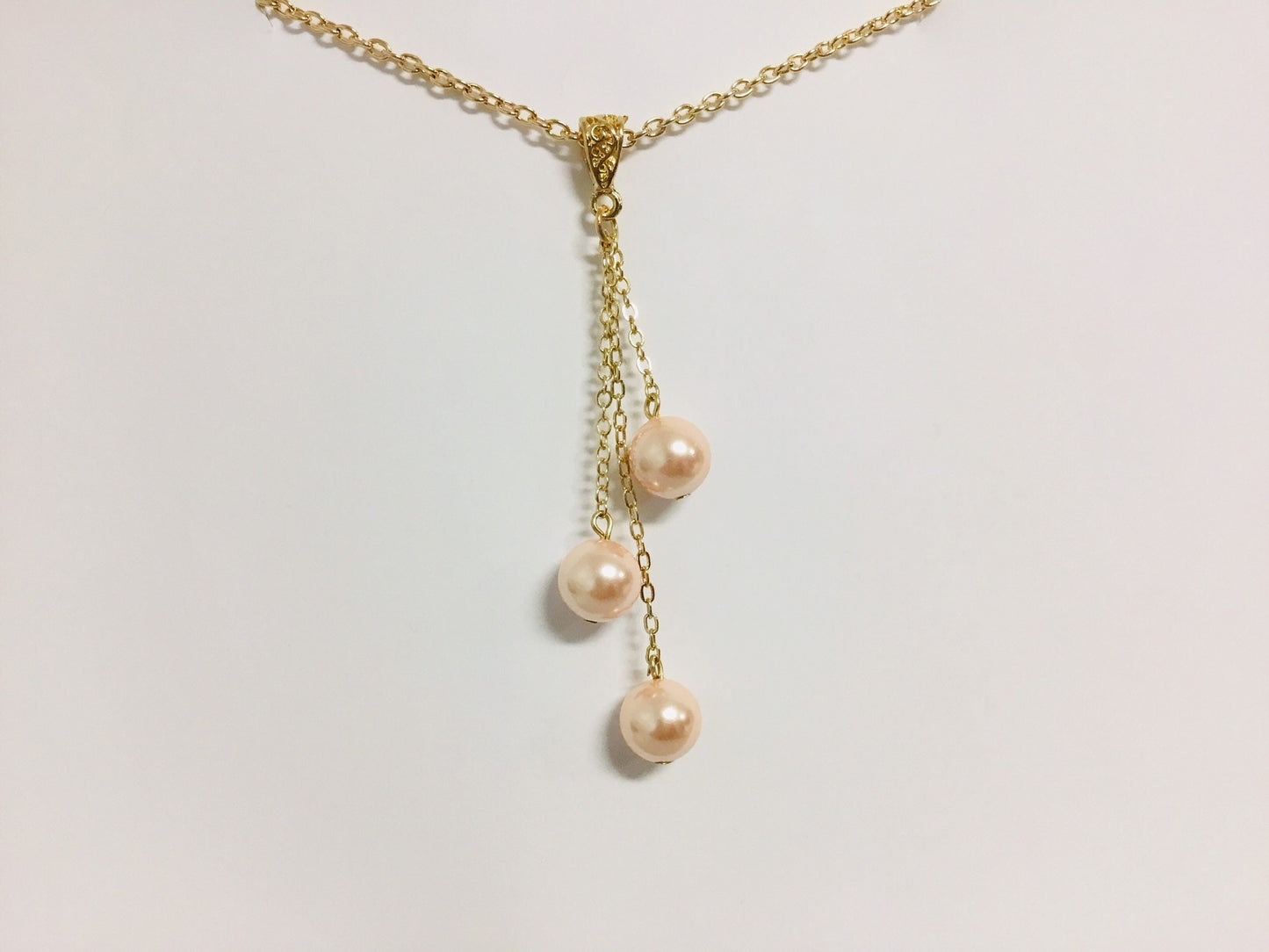 Triple Drop: Hamilton Gold Necklace with Shell Pearls