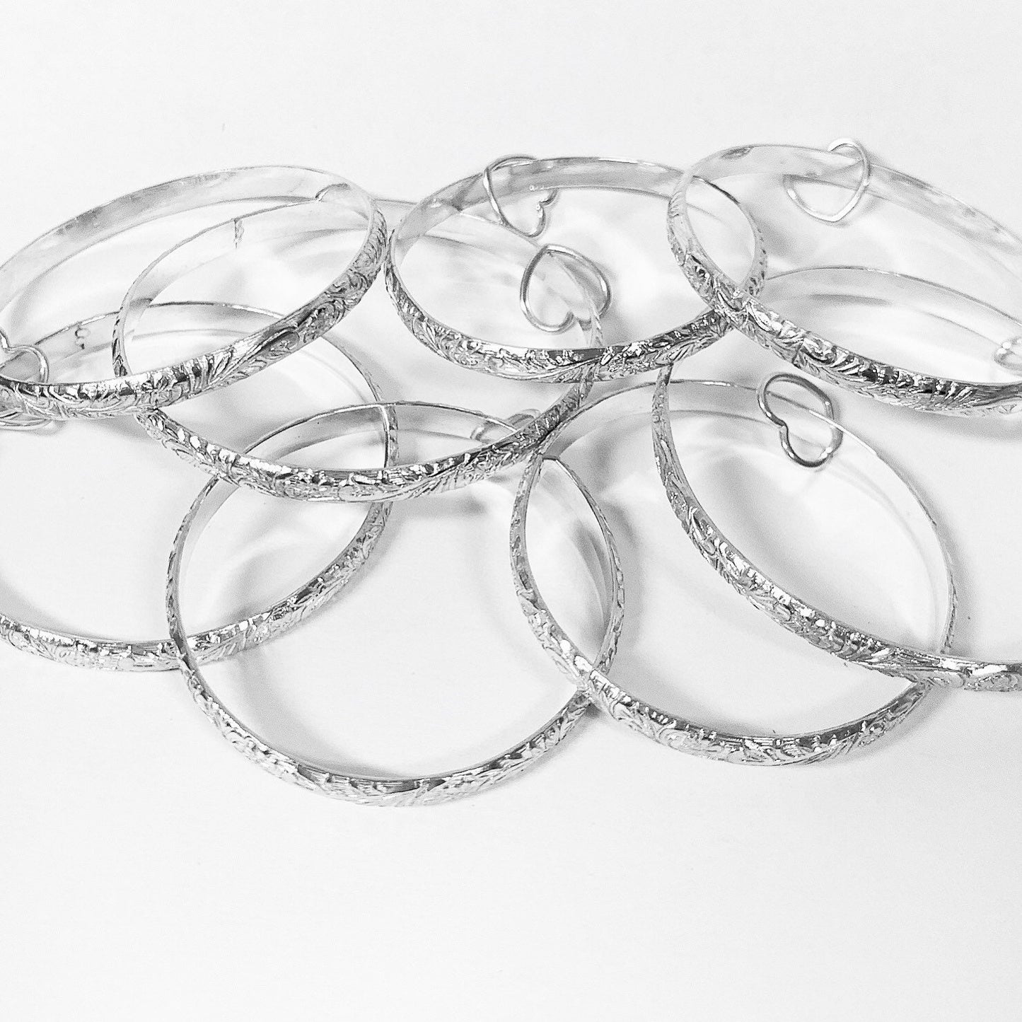 925 Sterling silver baby/kid bangles with Heart Charm