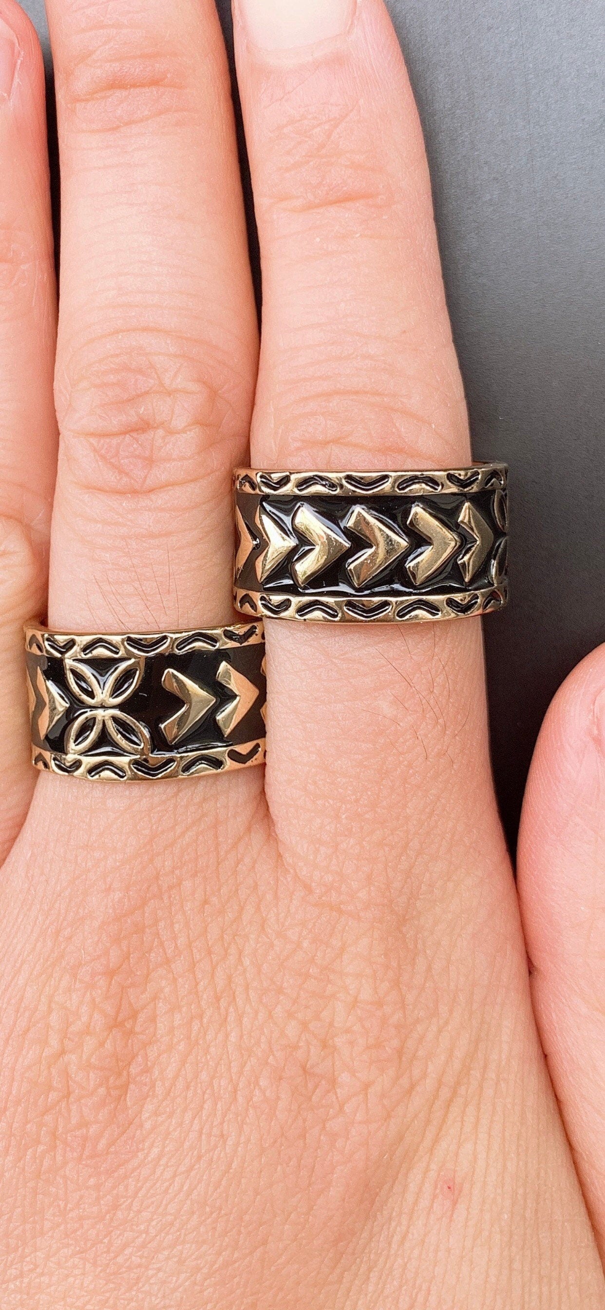 12MM Black Enamel polynesian Ring