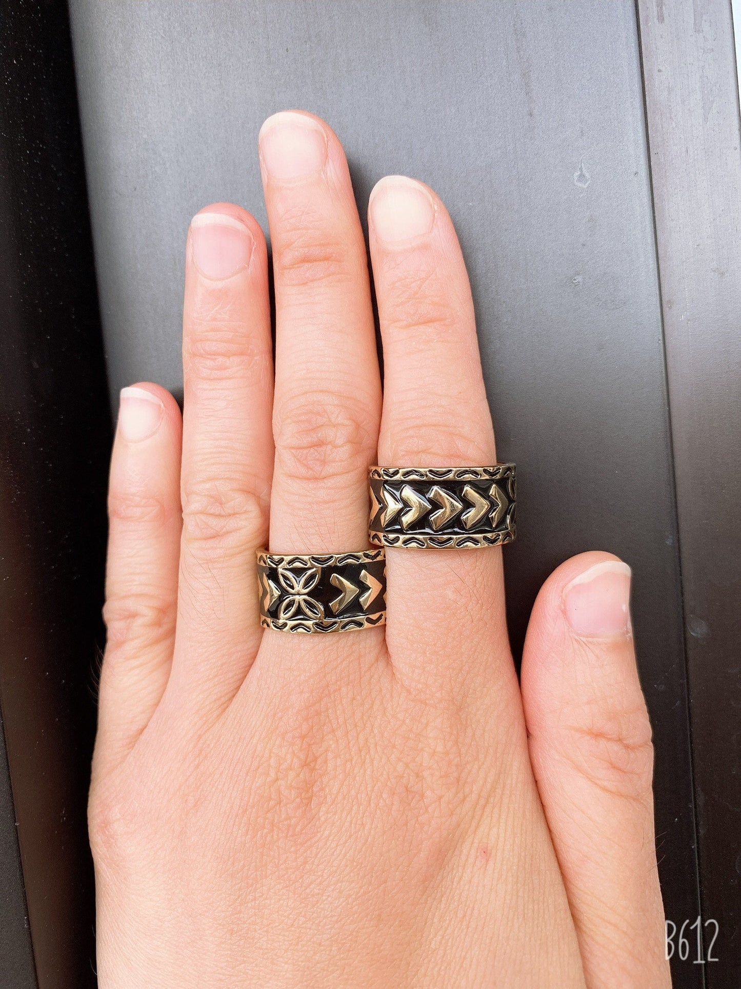 12MM Black Enamel polynesian Ring