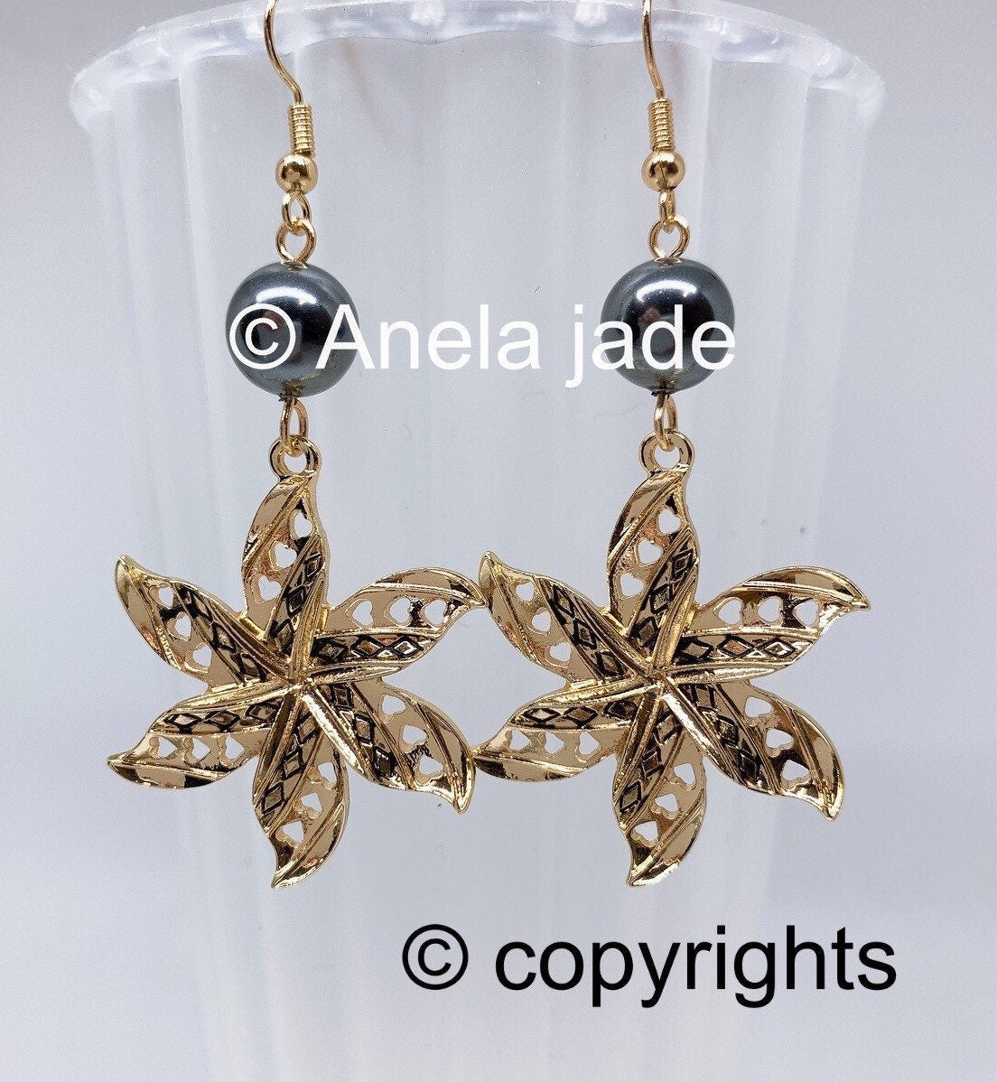 Hawaiian Tiare Flower Design: Hamilton Gold Earring