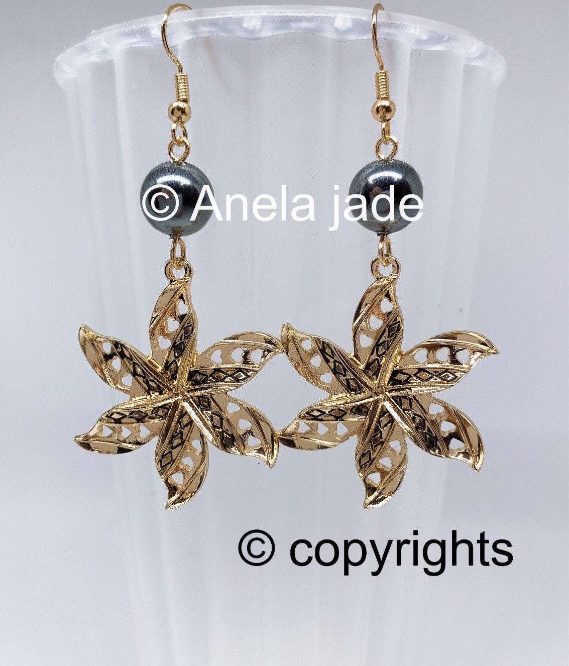 Hawaiian Tiare Flower Design: Hamilton Gold Earring