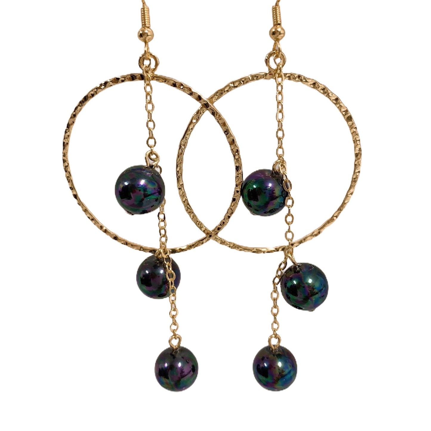 Triple Drop Hoop : Hamilton Gold Earring with Shell Pearls