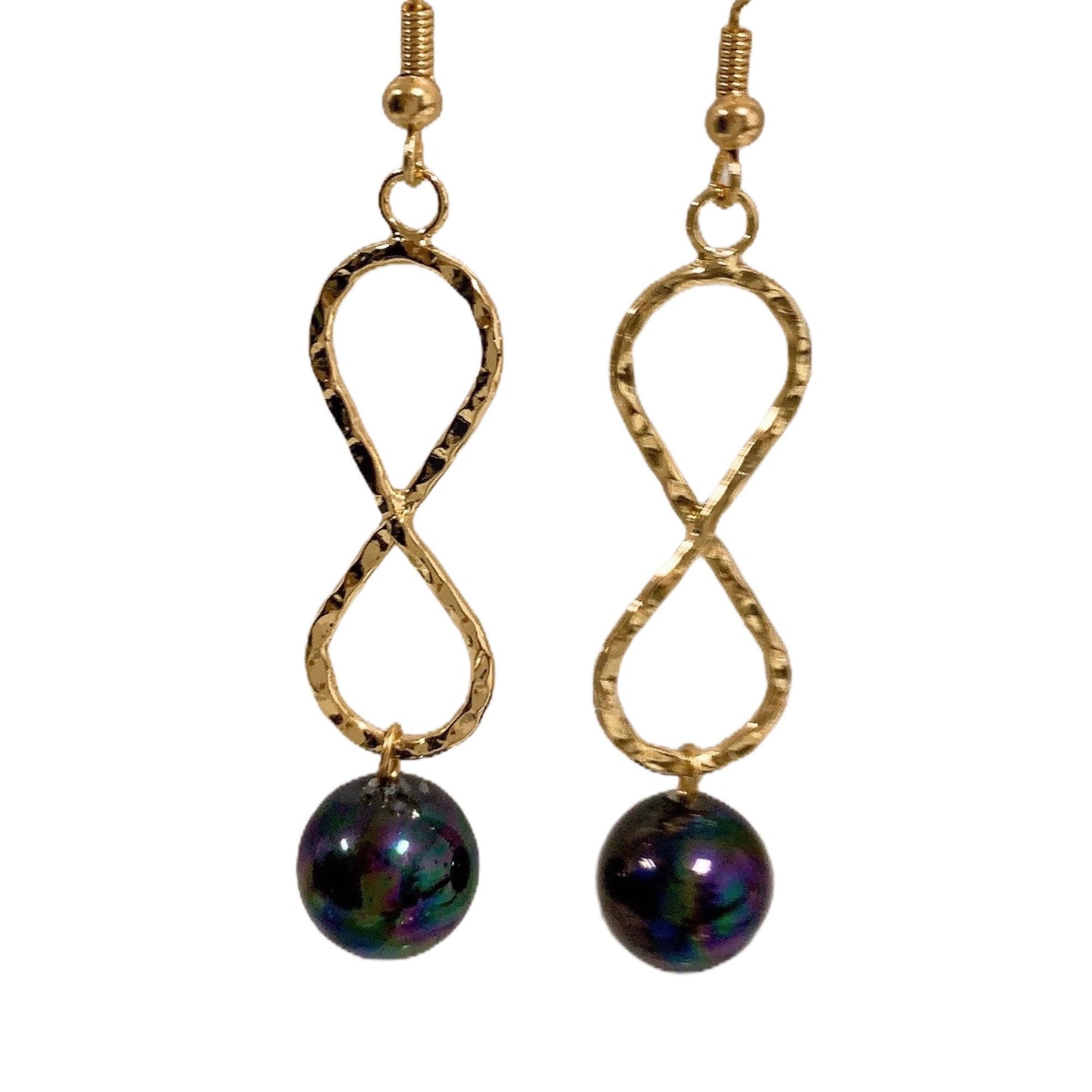 Infinity: Hamilton Gold Earring with  new Peacock Shell Pearls