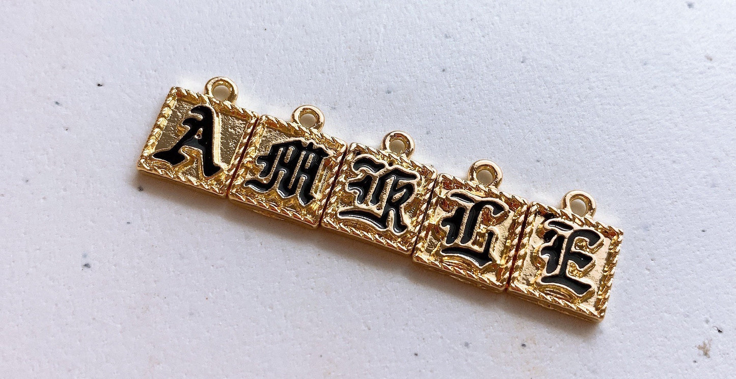 Old English Letter Charms Earring  (1cm x 1cm)