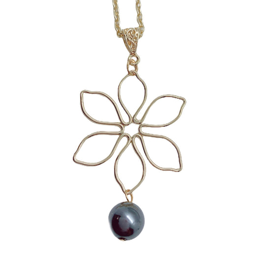 Flower Wire: Hamilton Gold Necklace with New Rainbow Shell Pearls