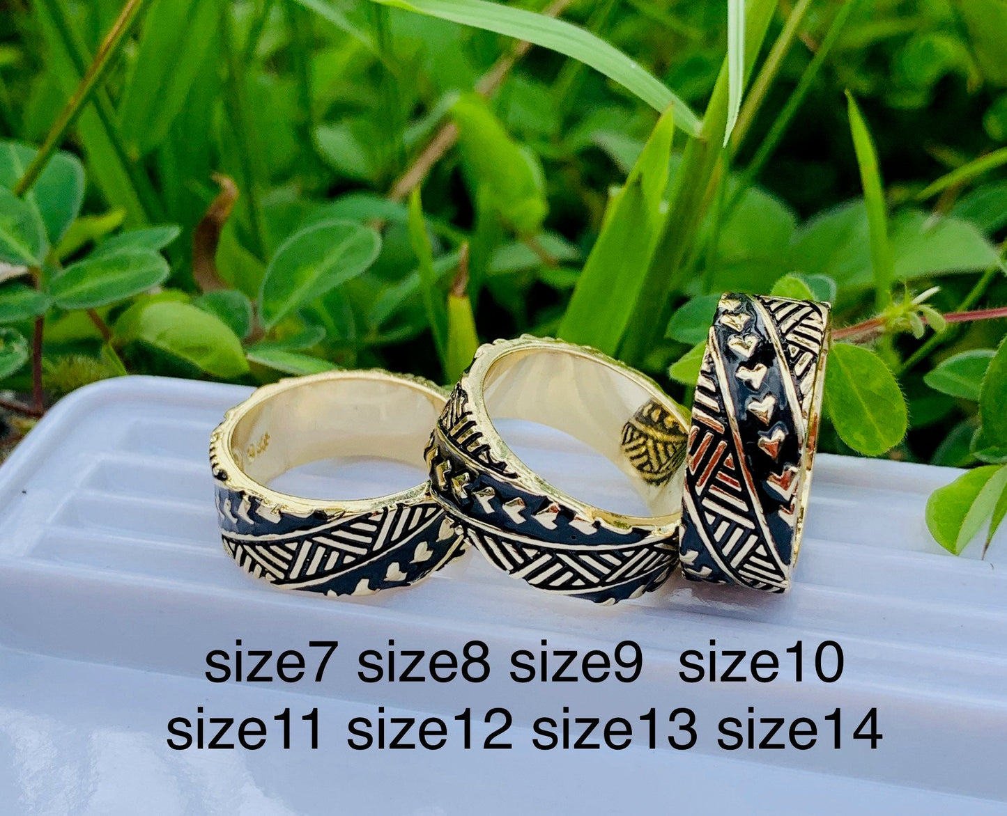 12mm Polynesian tribal Hawaiian Hamilton Gold Ring