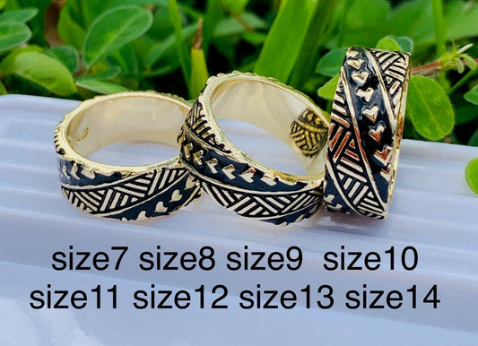 12mm Polynesian tribal Hawaiian Hamilton Gold Ring