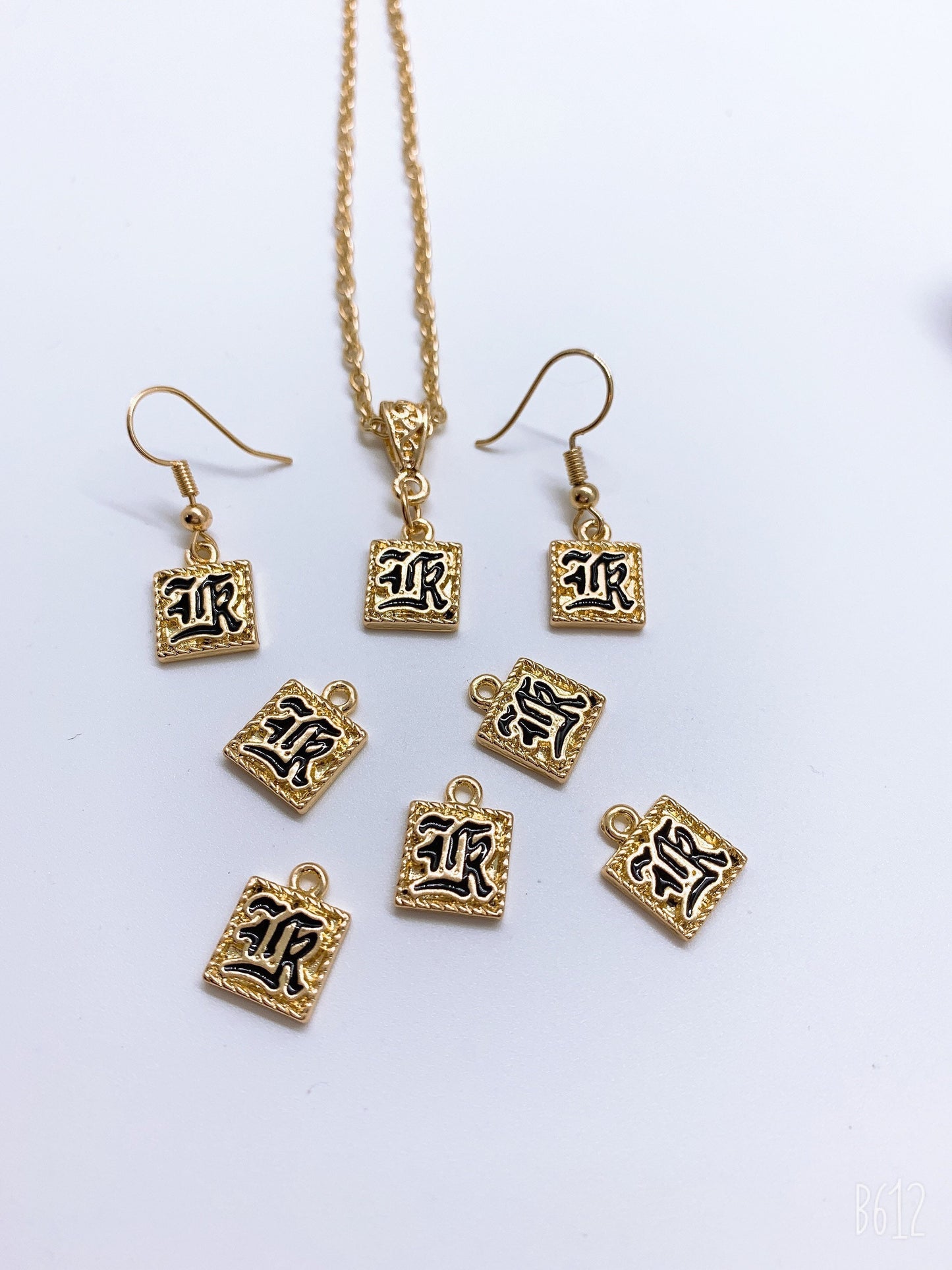 Old English Letter Charms Earring  (1cm x 1cm)