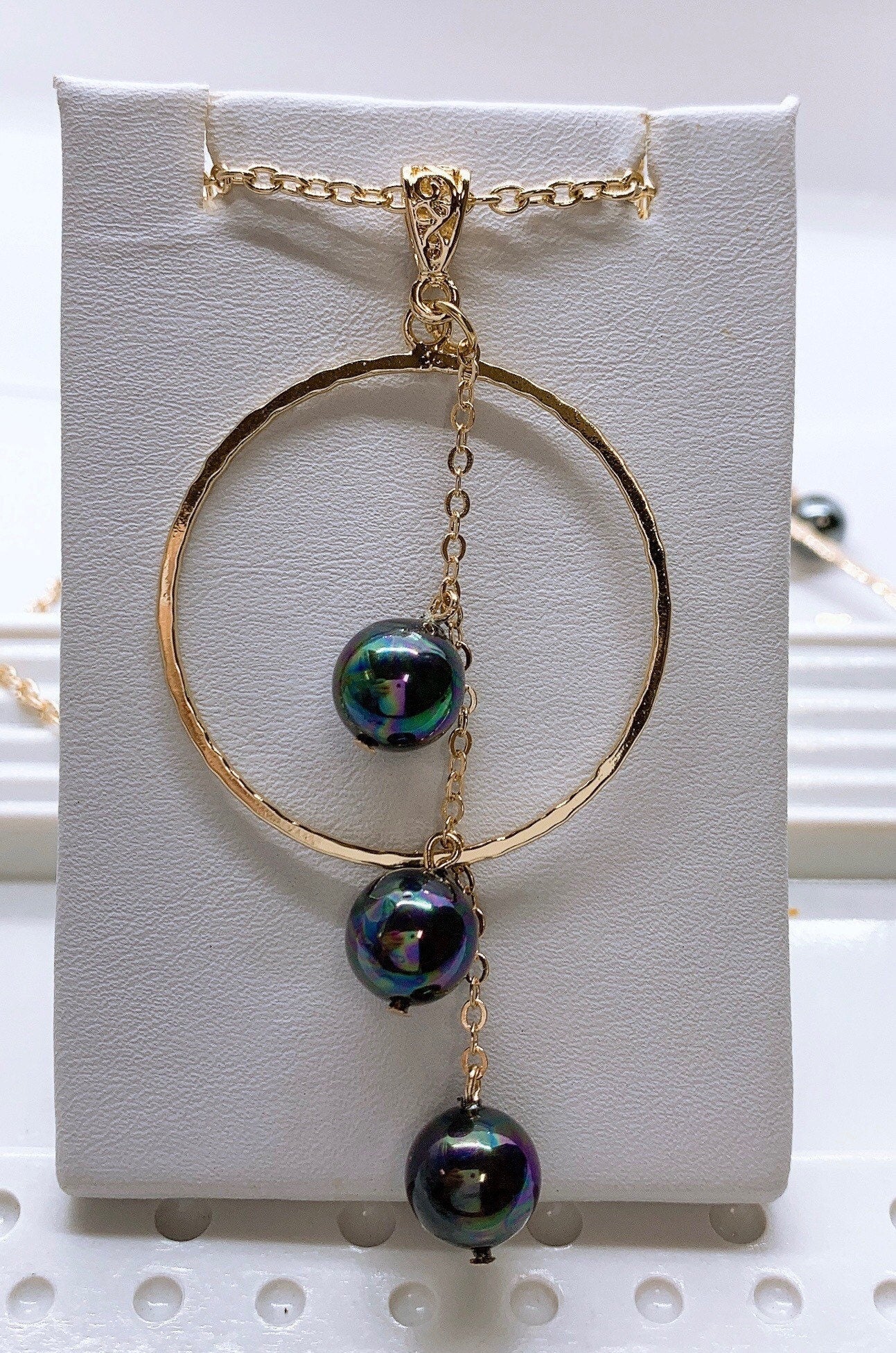 Triple Drop Hoop : Hamilton Gold Earring with Shell Pearls