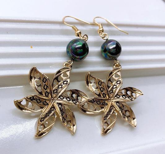 Hawaiian Tiare Flower Design: Hamilton Gold Earring