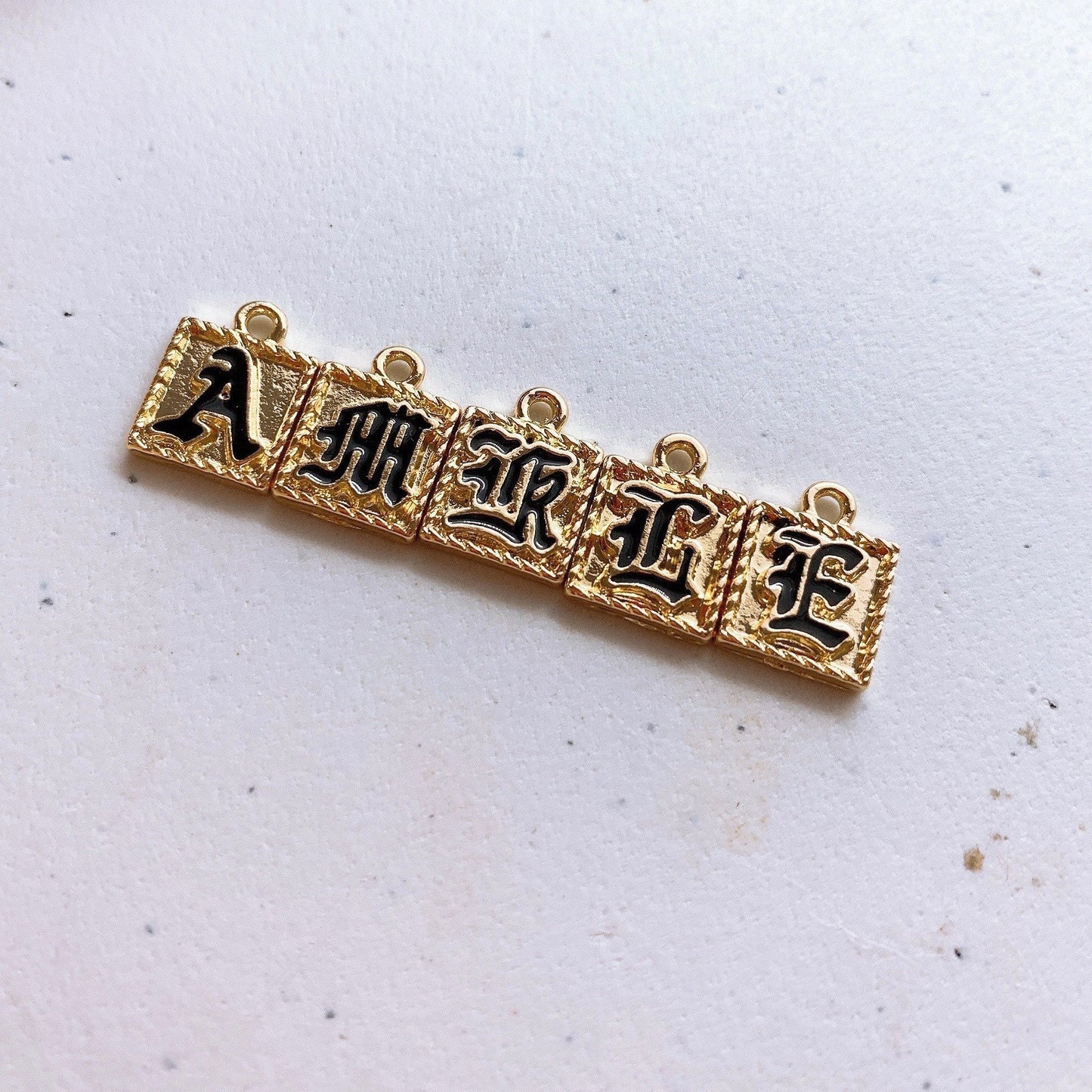 Old English Letter Charms Necklace (1cm x 1cm)