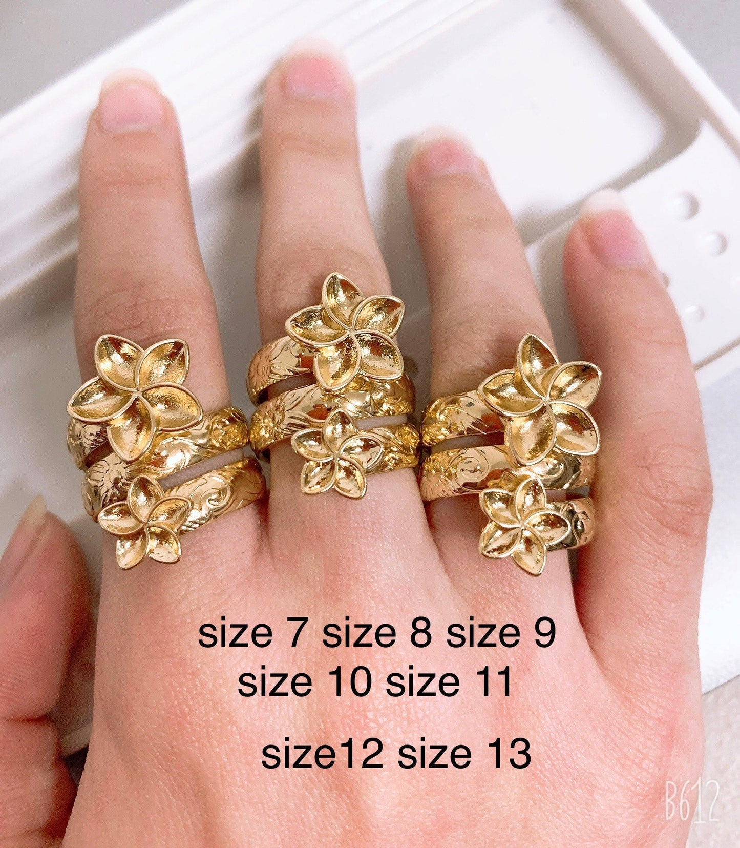 Hawaiian Hamilton Gold Double Plumeia Flower Wrap Around Ring