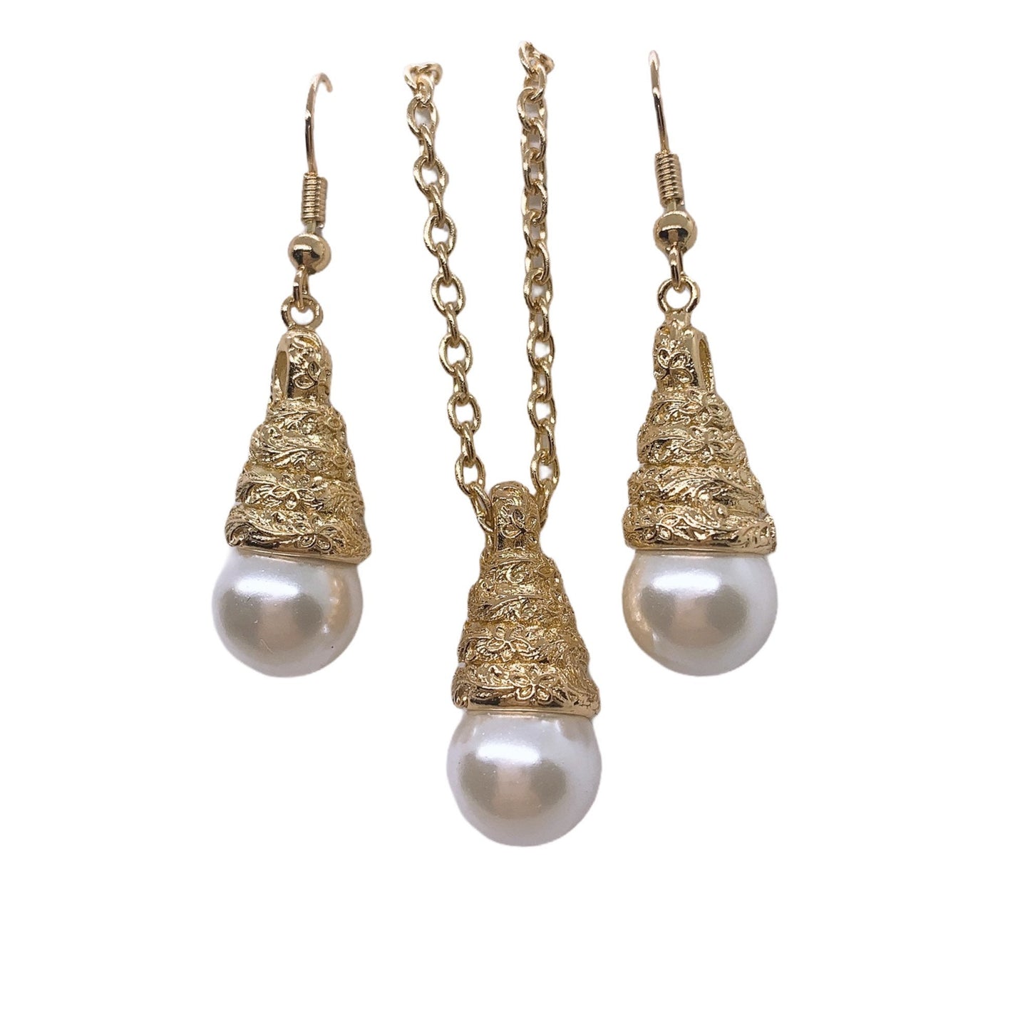 Hawaiian Heirloom Spiral Earrings: Hamilton Gold Earring with White Shell Pearls