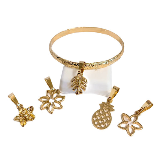 5MM Hawaiian Hamilton Gold Bracelet with Charm