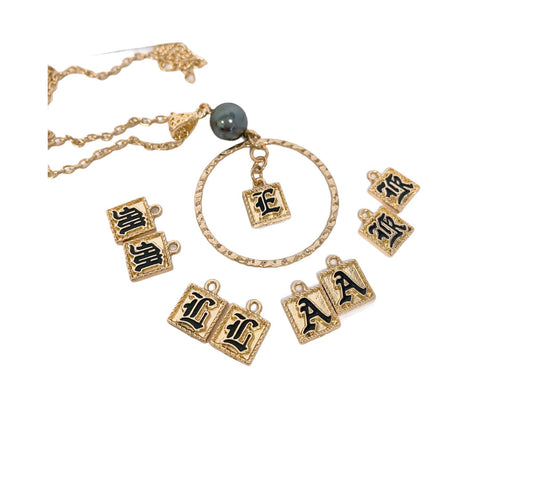 Old English Letter Charms Hoop Necklace