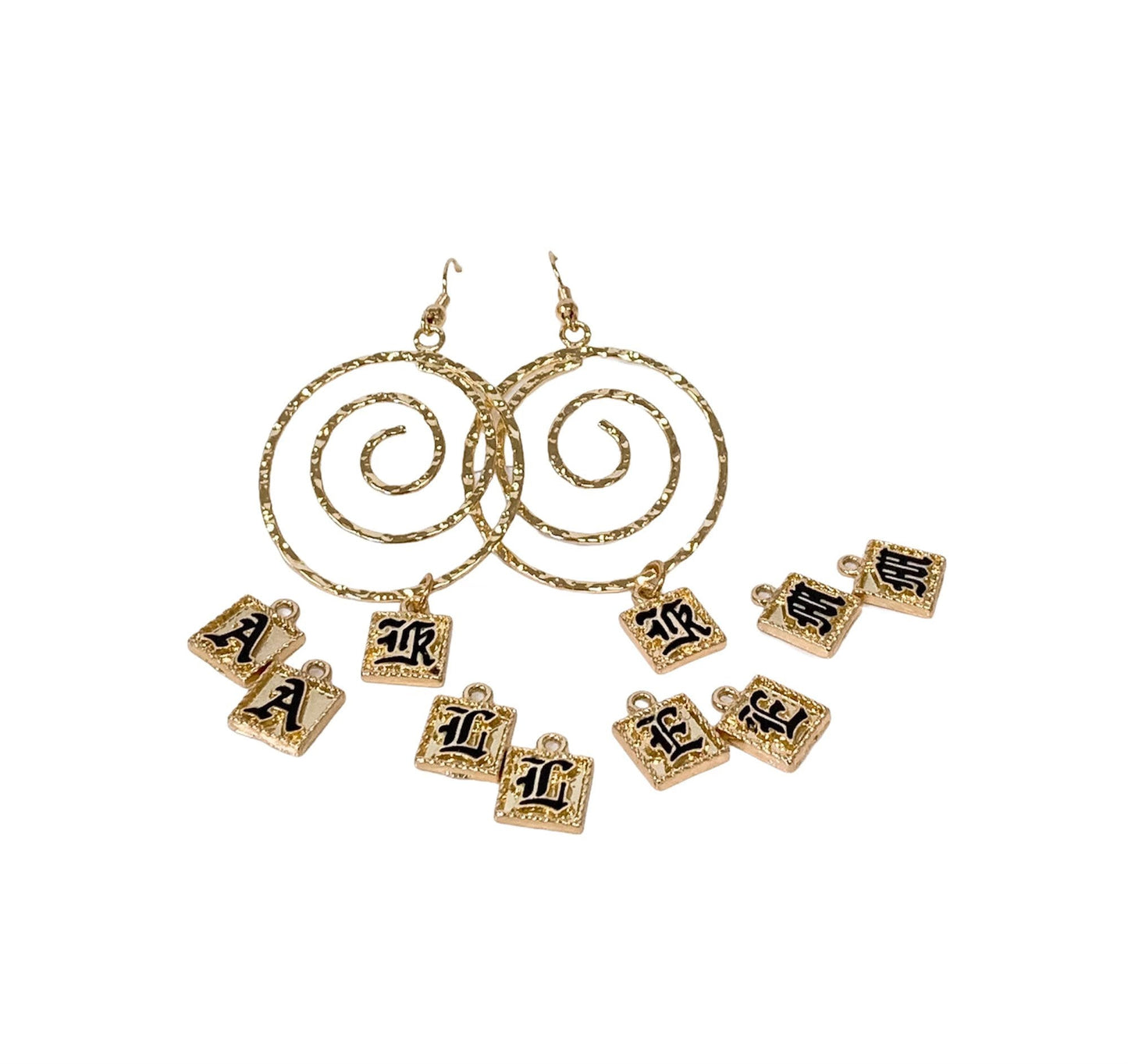 Old English Letter Charms Piko Earring