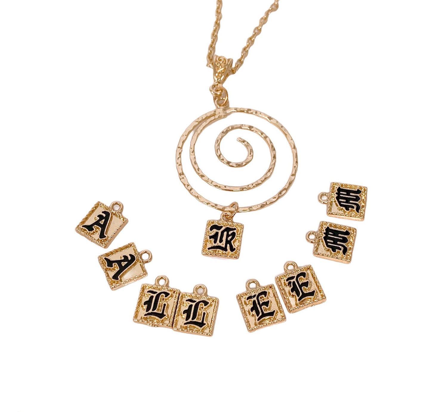 Old English Letter Charms Piko Necklace