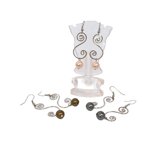 Swirling : Hamilton Silver Earring with Shell Pearls