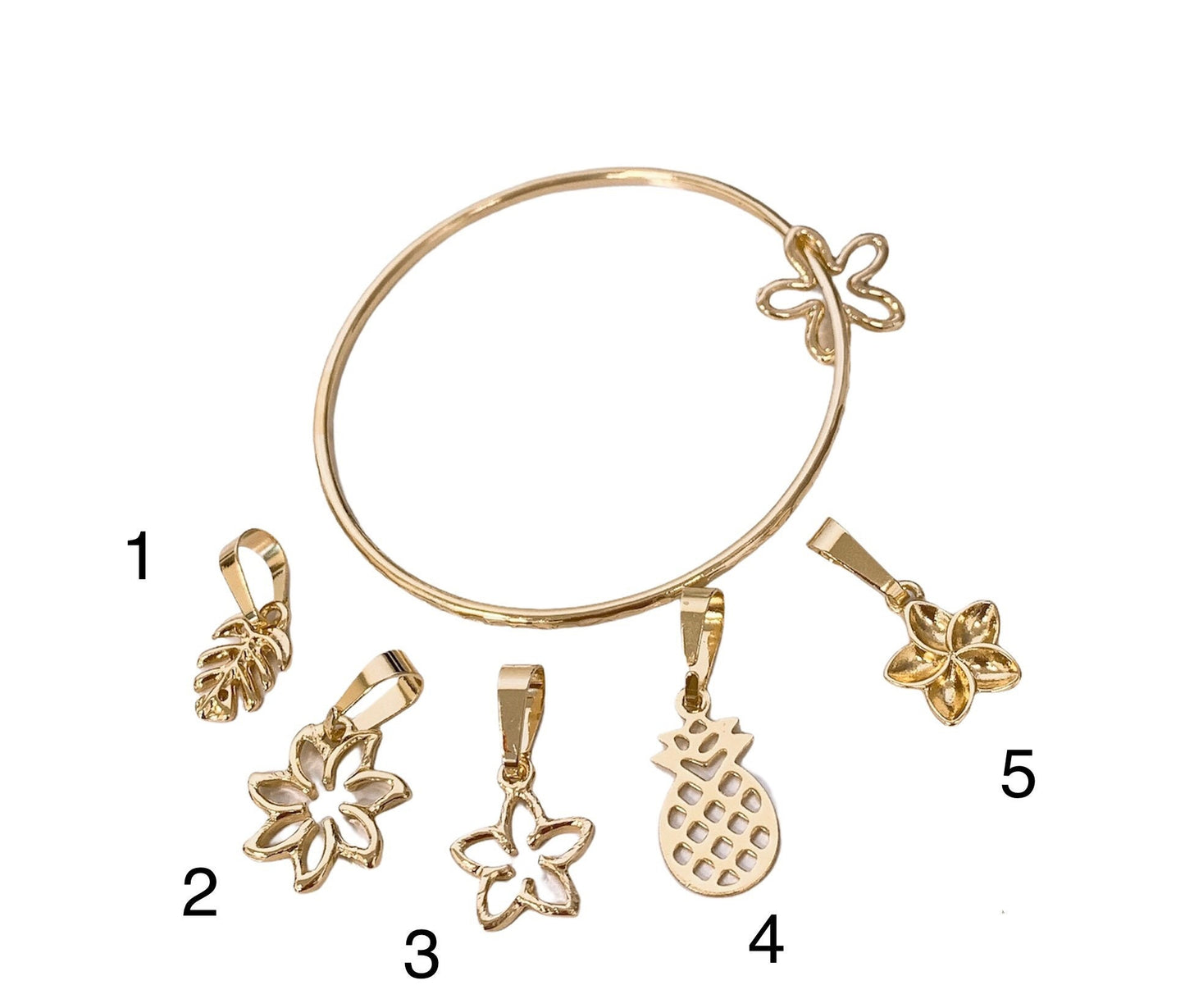 Straight Bangle with Flower Charm