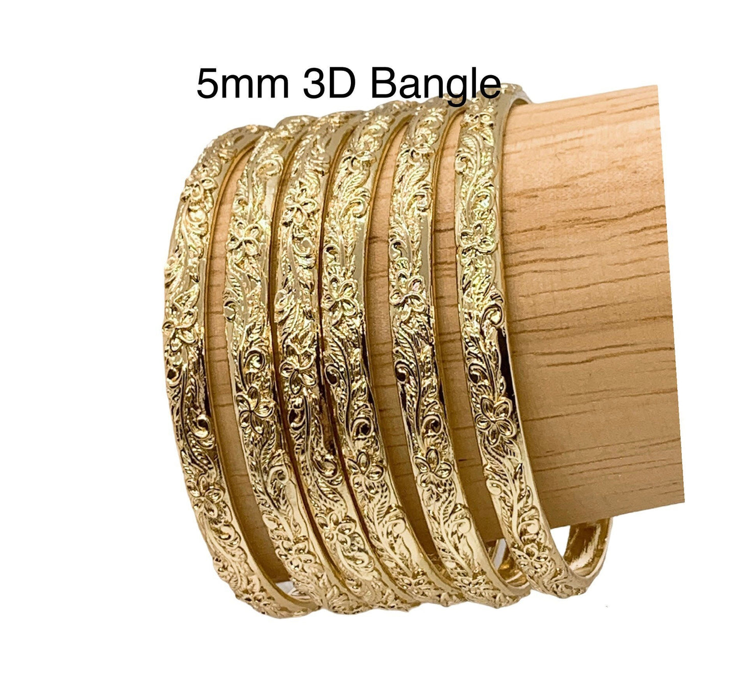 5MM Hawaiian Hamilton Gold Plumeia Flower 3D Bracelet