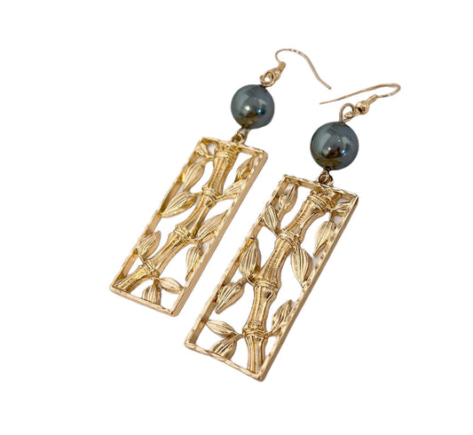 Bamboo: Hamilton Gold Earring with  Shell Pearls