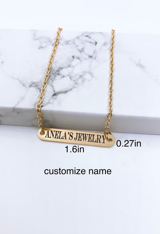 Customize Name Plate Necklace Personalized : Hamilton Gold