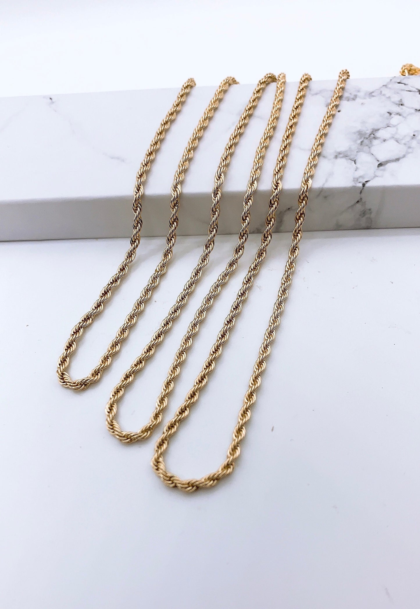 Hamilton Gold Necklace Rope Chain 20 in with 2 in Extension