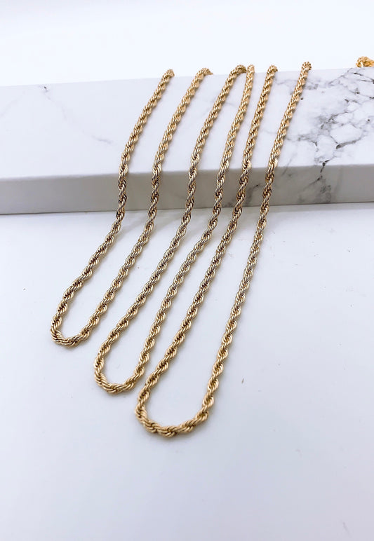 Hamilton Gold Necklace Rope Chain 20 in with 2 in Extension