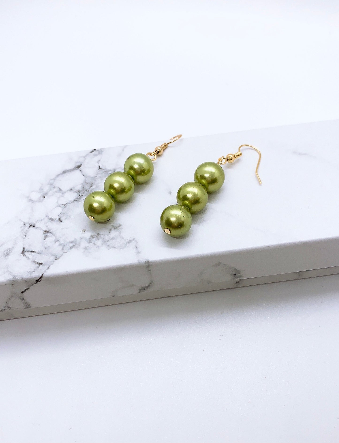 10MM Vertical Triple Shell Pearl: Hamilton Gold Earrings Necklace