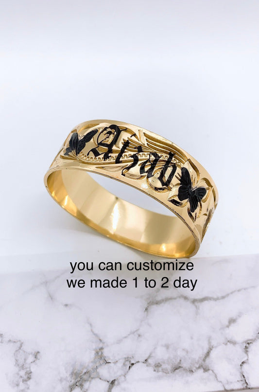 Customize Name 25MM Hawaiian Hamilton Gold Bangle